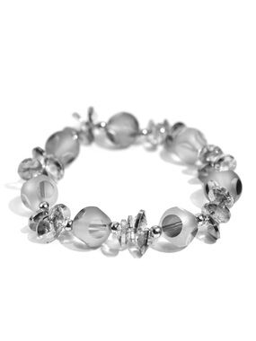 Crystal-Bead Stretch Bracelet - Silver Gray